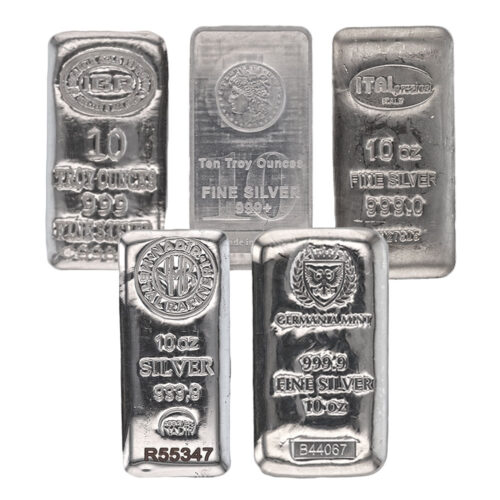 10 ozt silver bars various designs