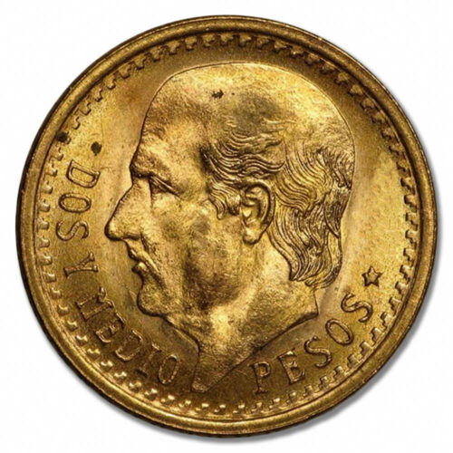 mexican gold 2.5 pesos au bu